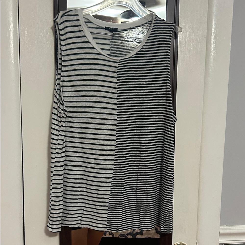 Rails Black and White Striped Muscle Tee